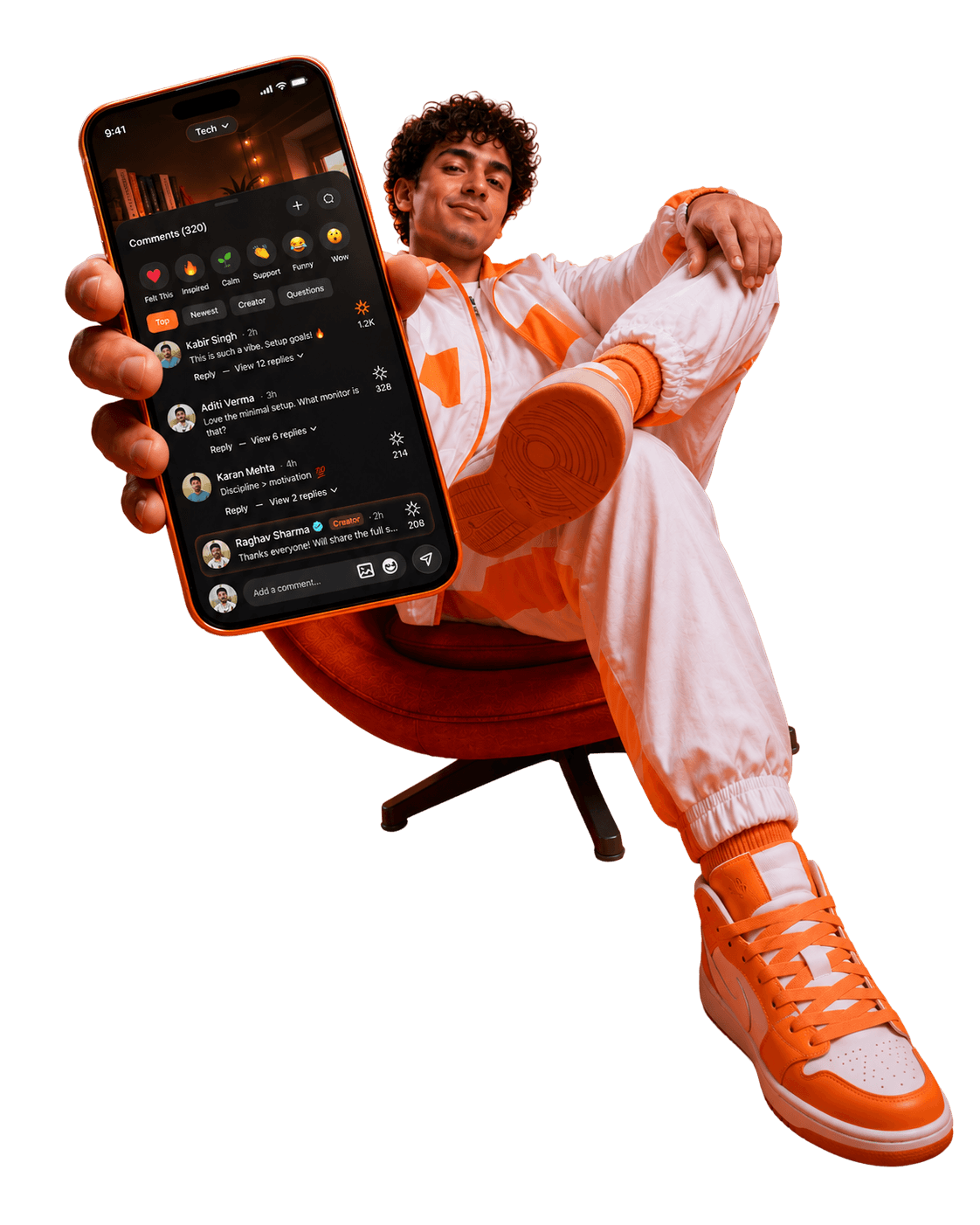 A Verzii creator sharing content from their phone